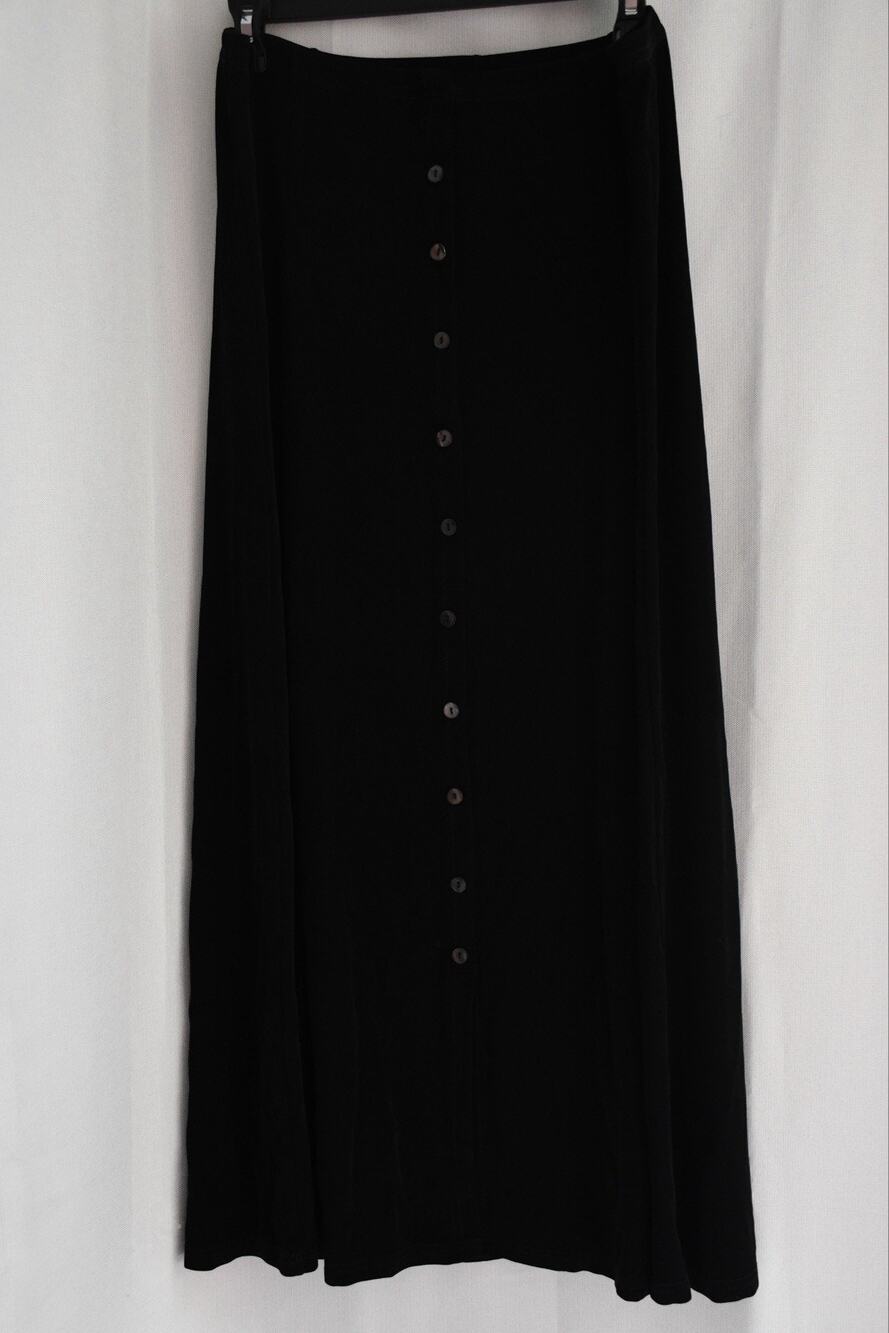 Coldwater Creek Womens Slinky Knit Maxi Skirt Size Large Button Front Slit